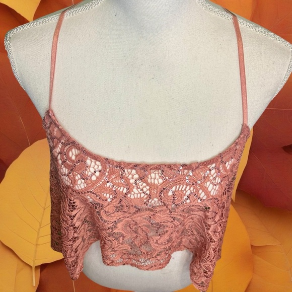 NWOT Free People Intimately ‘Best Idea’ Lace Swing Cropped Camisole in “Rose” XS - Picture 5 of 14